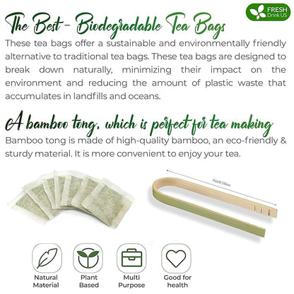 FreshDrinkUS, Premium 15 Sage Leaf Tea Bags, 100% Natural & Pure from Sage Leaves. Loose Leaf Sage Herbal Tea. Made with Natural Material Tea Bags. No Sugar, No Caffeine, No Gluten, Vegan.