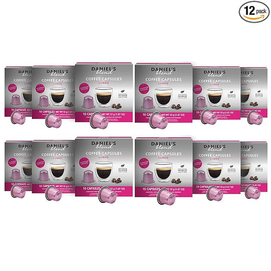 Daniels Blend Espresso Aluminum Capsules Compatible with Nespresso 120 Coffee Pods Single Server Kosher Certified Lungo