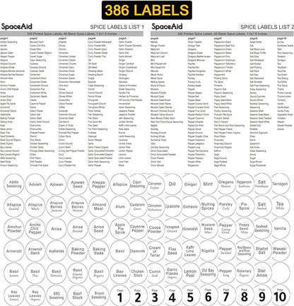 SpaceAid Spice Rack Organizer with 28 Spice Jars, 386 Spice Labels, Chalk Marker and Funnel Set for Cabinet, Countertop, Pantry, Cupboard or Door & Wall Mount - 28 Jars, 13.4" W × 10.8" H, White