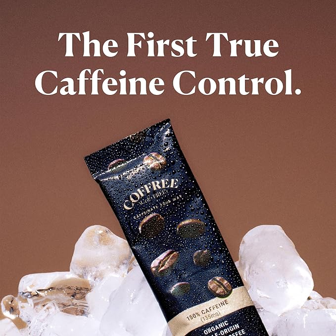 COFFREE Organic Instant Coffee Packets - 50% Half Caff Low Acid, Mold Free Coffee Made with Arabica Coffee Beans - Rich & Smooth Taste - Hot or Cold Single Serve Travel Packets 24 Pack Box