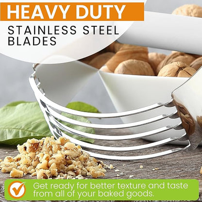 Spring Chef Professional White Dough Blender For Baking, Dough Cutter Tool, Stainless Steel Puff Pastry Cutter Tool with Sharp Blades, Dishwasher Safe Pastry Blender for Easy Mixing - Large Size