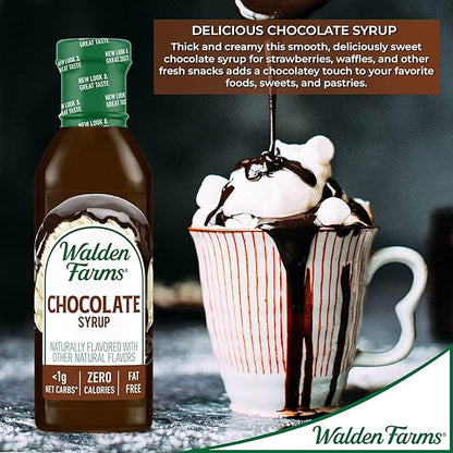 Walden Farms Chocolate Syrup – Perfect for Coffee, Desserts, Ice Cream – Zero Calorie, Sugar-Free, Low Carb, Keto-Friendly, Gluten-Free, Vegan – 12 oz Bottle
