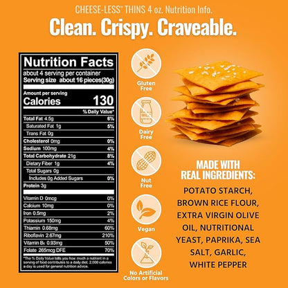 Every Body Eat Snack Thins, Allergen Friendly, Vegan, Gluten Free and Dairy Free (2 Count, Cheese-Less)