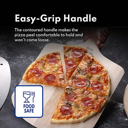 New Star Foodservice 50226 Restaurant-Grade Wooden Pizza Peel, 14" L x 12" W Plate, with 8" L Wooden Handle, 22" Overall Length