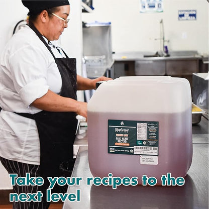 BLUE GREEN ORGANICS, Agave syrup, Agave, Gluten Free, Organic, Sweetener, cakes, coffees, pancakes or any baked good, For restaurants, Sugar substitute Raw, 44 lb, 4 gallon