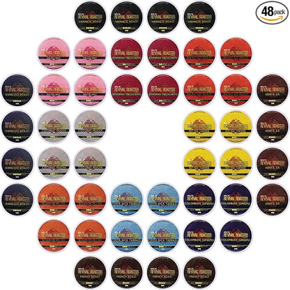 InfuSio Coffee Pods Variety Pack – 48 Count, 12 Crafted Medium & Dark Roast Blends and Artisan-Inspired Flavors Like Bourbon Pecan & Butter Toffee, Revival Roaster Collection, Compatible with Keurig 2.0 Brewers