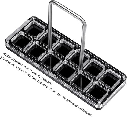 Normcore Single Dose Coffee Bean Storage Containers - 12 Tubes Espresso Bean Cellars with Stand & Hopper - One-Way Exhaust Valve - Capacity 25-28g - Lt Smoke Grey