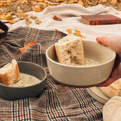 Set of 4 Porcelain Bowls, 25oz - Microwave, Dishwasher & Oven Safe for Soup, Cereal, etc.