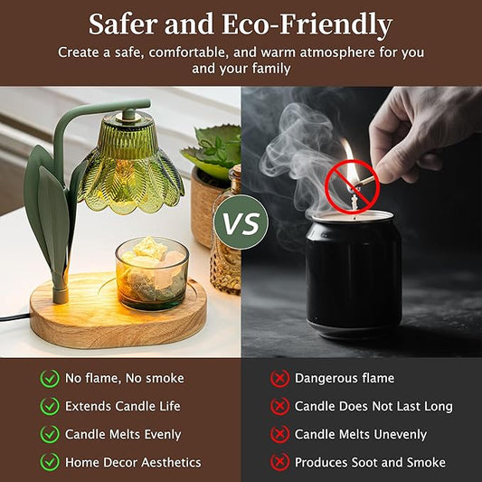 Flower Candle Warmer Lamp with Timer,Dimmable Candle Lamp Warmer,Adjustable Height Candle Warmer for All Jar Candles,Bedroom Living Room Home Decor Aesthetic Christmas Birthday Gifts (Lotus flower)