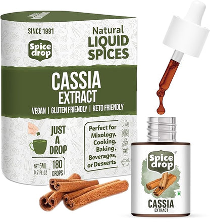 Spice Drop Cinnamon Cassia Extract – Baking, Cooking, Smoothie, Dessert, Coffee, Tea | Premium Quality Rich Aroma & Flavor | No Added Color or Preservative | Sri Lanka Origin | Vegan | 0.17 Oz