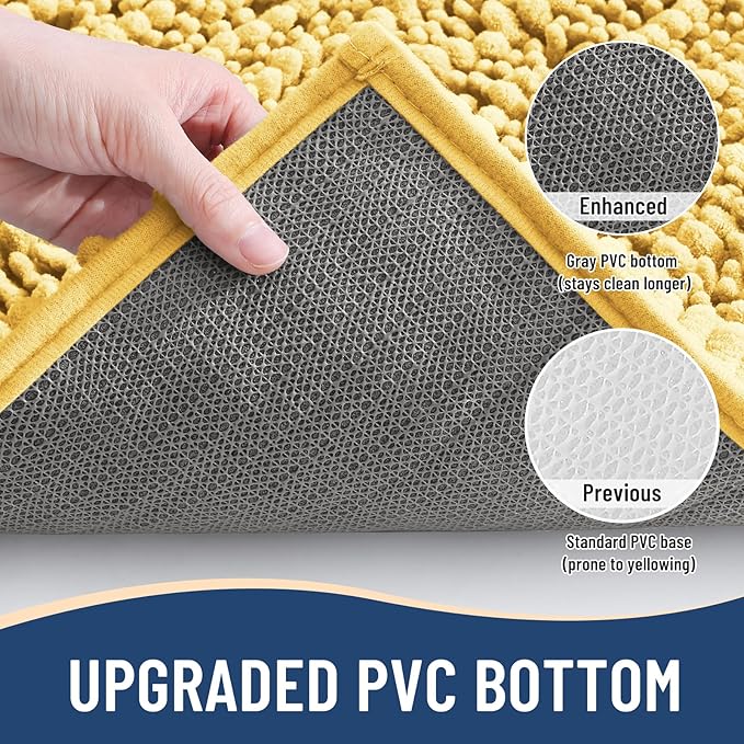 Arotive Luxury Chenille Bathroom Rug Mat, Extra Soft Thick Absorbent Shaggy Bath Rugs, Non-Slip Machine Wash Dry, Plush Bath Mats for Bathroom, Shower and Tub, 40x24, Yellow