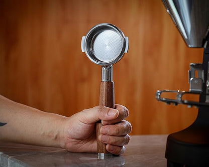 58mm Bottomless Portafilter for E61 Group Head | Professional Barista-Grade Naked Portafilter | Compatible with Rocket, Lelit, Ascaso, Profitec, ECM, Flair 58 & More (Walnut)