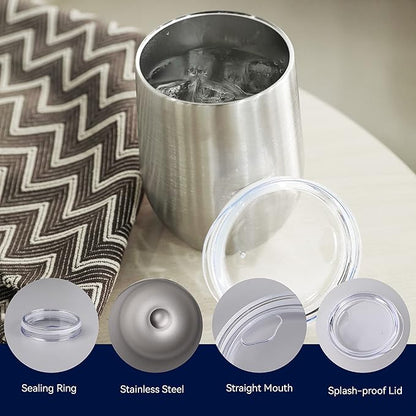 DOMICARE Stainless Steel Wine Tumbler Bulk with Lid, Personalized Insulated Tumblers Set, 12oz Travel Coffee Cups Pack of 16, Stainless steel