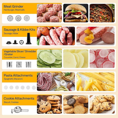 VIVOHOME 9 in 1 Multifunctional Stand Mixer with Fermentation, 6 Speed 7.5 Quart Kitchen Electric Food Mixer with Timer, Meat Grinder, Juice Blender, Vegetable Slicer, Pasta and Cookie Maker, Black