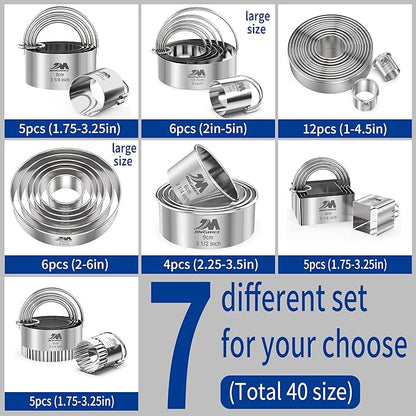 M JNGMEI 6 Pieces Stainless Steel Cookie Cutter Set 2'', 3'',3.5'', 4'',5''and6'' Biscuit Plain Edge Round Cutters large Sizes Shape Molds Ranging from 2-6 Inches GIFT PACKAGE