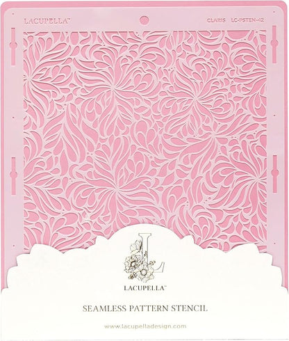 Cake Stencil - Seamless Delicate Pattern for Decorating Tall Double Barrel Cake to Use with Buttercream, Royal Icing, Ganache, Paint, Airbrush (Claris)