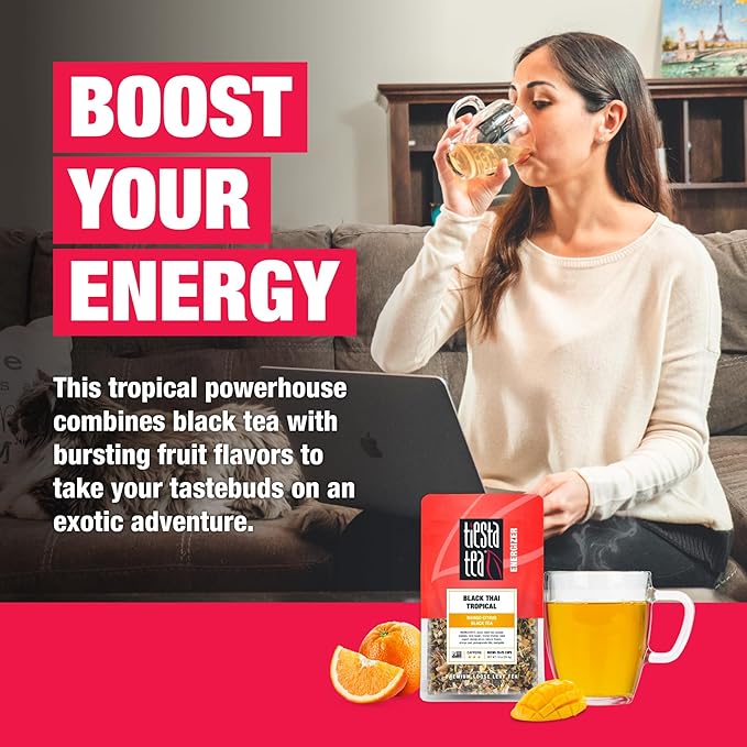 Tiesta Tea - Black Thai Tropical, Loose Leaf, Mango Citrus Black Tea, Premium Blend, High Caffeinated, Make Hot or Iced & Brews Up to 25 Cups, 1.9oz Resealable Pouch