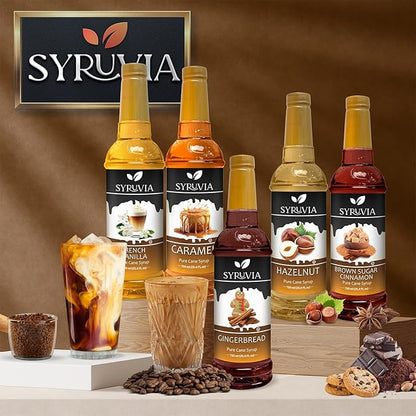 Syruvia Brown Sugar Cinnamon Syrup for Coffee 25.4 Ounces Brown Sugar Cinnamon Coffee Syrup Flavor,