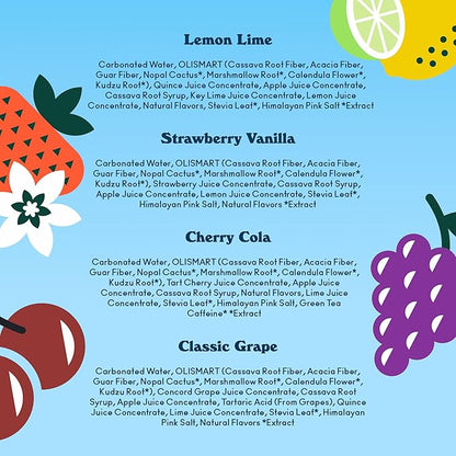 OLIPOP Prebiotic Soda Pop, Fruity Fun Variety, Pantry Pack Packed with Prebiotics, Fiber, and Botanicals, Gluten Free, Vegan, GMO Free, 12oz (12-Cans)