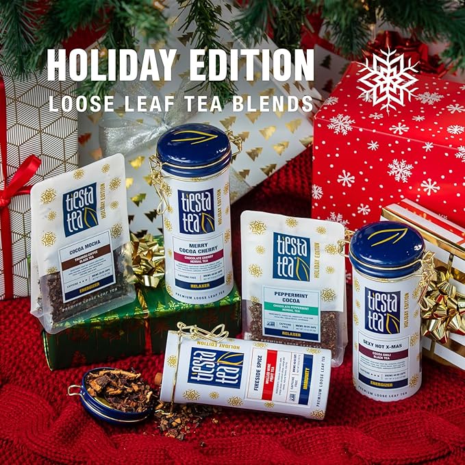 Tiesta Tea - Merry Cocoa Cherry Loose Leaf Tea, Chocolate Cherry Herbal Blend, Non-Caffeinated, Brew Hot or Iced, Refillable Tin Can, Makes up to 50 Cups, 4 Ounce