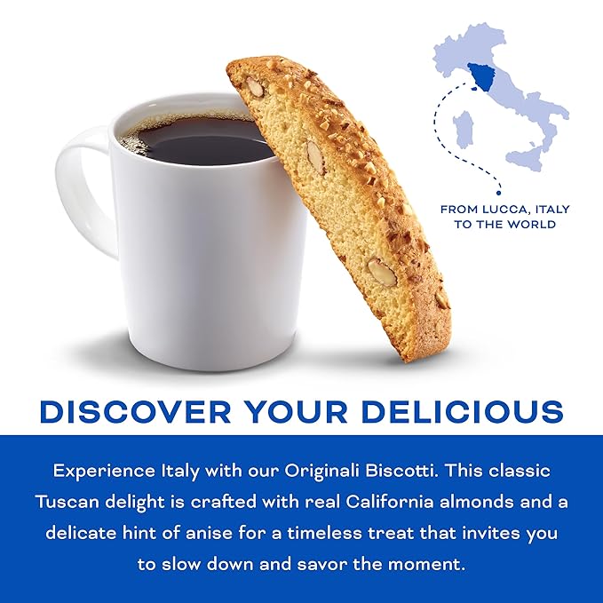 Nonni's Originali Classic Almond Biscotti Cookies – Individually Wrapped Italian Coffee Snack, Crunchy Twice-Baked, 80 Cal Each, 17.25 oz Carton, 2 Pack