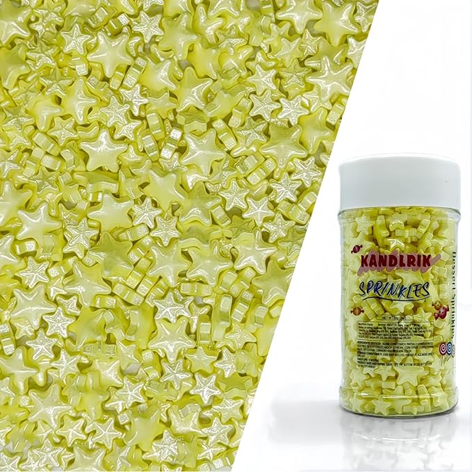 Mixed Size Yellow Stars Sprinkles Edible Stars Cake Decorating Stars Cake Decorations Cupcake Toppers Cookie Decorating Perfect for Cakes,Cupcakes,Desserts Toppings 3OZ