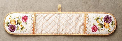 Maison d' Hermine Double Oven Mitts 100% Cotton 7"x35" Double Oven Mitt Heat Resistant BBQ Cooking Gloves with Loop, Baking, Grilling, Home, Kitchen, Handling Hot Pans (Pumpkin Garden - Cloudy Cream)