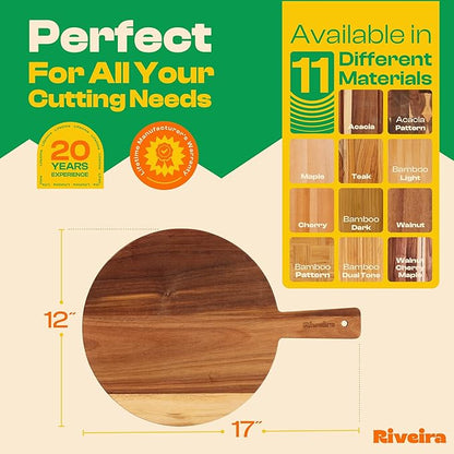 Riveira Acacia Wood Cutting Board – Gourmet Acacia Grandeur: 17 x 12 Wooden Cutting Board – Natural Wooden Cutting Boards For Kitchen Decorative – Innovative Juice Grooves Acacia Wooden Chopping Board