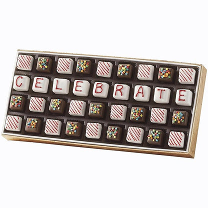 The Swiss Colony Celebrate Petits Fours Cake Assortment – 36 Hand-Decorated Mini Layer Cakes in Vanilla, Chocolate, and Strawberry – Gourmet Dessert Gift Box