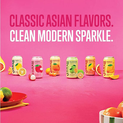 Sanzo Flavored Sparkling Water Variety Pack - Yuzu Lemon Soda, Calamansi Lime Seltzer Water, Pomelo Grapefruit Soda, Mango Sparkling Drink, Lychee Carbonated Drinks, Mandarin Orange - 12oz, 12 Pack