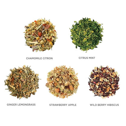 Tea Forte Herbal Tea Assortment Single Steeps Loose Leaf Premium Tea Gift Set Sampler, 15 Count 3 of Each Assorted Blends, Pre-Portioned Single Serve Pouches, Steeps 12 oz
