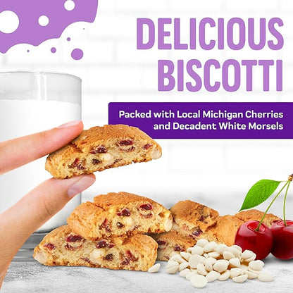 Cooper Street Italian Biscotti Cookies - Twice Baked Biscotti Style Cookie Biscuits in Delicious Cherry White Chunk Flavor | Crispy, Light and Healthy Cookies | Peanut & Dairy Free | 1.25oz - 24 Pack