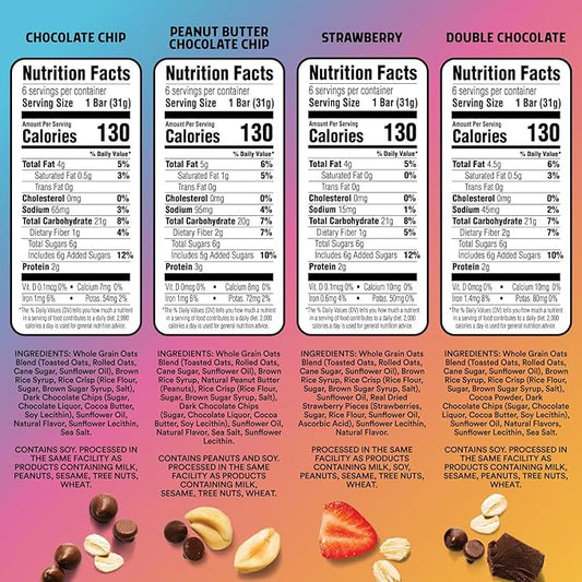 JUNKLESS Chewy Granola Bar 4‑Flavor Variety Pack (24 Bars)–Non‑GMO, Gluten‑Free, Less Sugar Snack Bars— Chocolate Chip, Double Chocolate, Peanut Butter Chocolate Chip & Real Strawberry, 4 Boxes