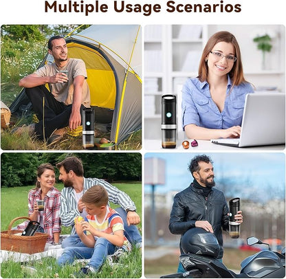 Portable Coffee Maker, Travel Coffee Maker with 3-4 Min Self-Heating, 20 Bar 9600mAh Durability Mini Espresso Maker Compatible with NS Capsule & Ground Coffee for Camping, Travel, RV, Hiking, Office