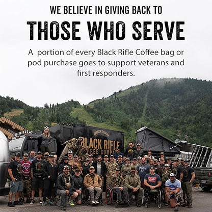 Black Rifle Coffee Company Ground Coffee Medium Roast - Roasted Blend Made from Pure Arabica Beans - Colombian & Brazilian Beans - Veteran Founded & American Made (AK Espresso, 12oz Bag)