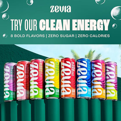 Zevia Zero Sugar Soda, Mountain Zevia, 12 oz Cans (24-Pack) – Naturally Sweetened, Non-GMO Project Verified, Gluten-Free, Vegan