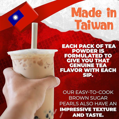 Fusion Select Authentic Bubble Tea Kit Extra Rich (5 Packs) Bubble Tea Drink, Boba Tapioca Pearl, Straws, Popular Bubble Tea Flavors (10 Flavors)