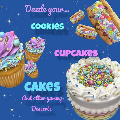 Manvscakes, pink sprinkles, valentines, cake sprinkles, gluten free, cookies, chocolate, fondant, princess topping, ice cream, edible, dessert decoration (Rainbow)