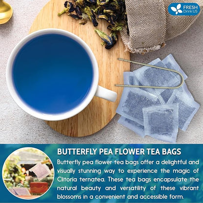 FreshDrinkUS, Premium 35 Butterfly Pea Tea Bags, 100% Natural and Pure from Butterfly Pea Flowers, Hand-made, Made With Natural Materials-Corn Fiber Tea Bag, Sugar/Caffeine/Gluten Free, Vegan
