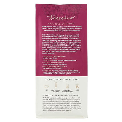 Teeccino Caramel Nut Chicory Coffee Alternative - Ground Herbal Coffee That’s Prebiotic, Caffeine Free & Acid Free, Medium Roast, 11 Ounce