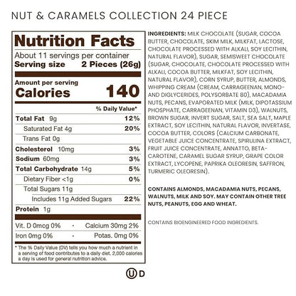 Ethel M Chocolates Premium Nuts & Caramels Collection Chocolate Gift Box, Milk & Dark Chocolate Candy Assortment, 24 Pieces of Creamy, Smooth and Rich Chocolate Gems