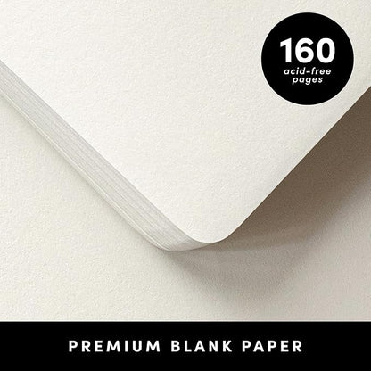 PAPERAGE Blank Journal Notebook, (Red), 160 Pages, Medium 5.6 in x 8 in - 100 GSM Thick Paper – Hardcover Journaling Notebook for Work, School, Note Taking or Sketching