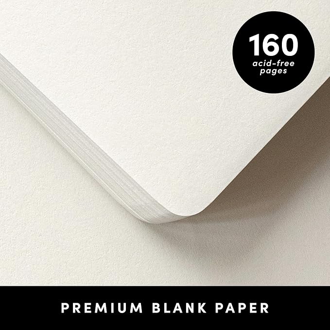 PAPERAGE Blank Journal Notebook, (Marigold), 160 Pages, Medium 5.6 in x 8 in - 100 GSM Thick Paper – Hardcover Journaling Notebook for Work, School, Note Taking or Sketching