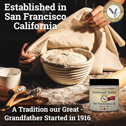 109 Year Old San Francisco Sourdough Starter Culture | Est. 1916 by our great-grandfather | Easy to follow instructions | Includes detailed instructions and recipe |
