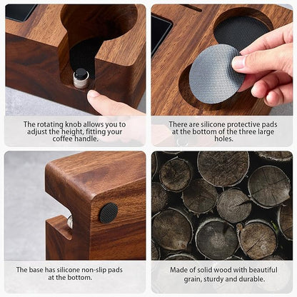 Espresso Knock Box, Espresso Tamping Station, Espresso Coffee Organizer Box Fit for Storage 51/54MM Espresso Tamper,Coffee Station Organizer for Countertop