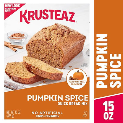 Krusteaz Baking Mix, Pumpkin Spice Quick Bread Mix, Made with Real Pumpkin & No Artificial Flavors, 15 Ounce Box (Pack of 4)