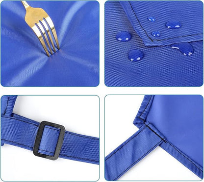2 Pack Waterproof Rubber Vinyl Apron 40 Inch Light Duty Model Chemical Resistant Work Apron Clothes Durable Extra Long Black with Adjustable Bib Apron for Dishwashing Lab Work Butcher Cleaning Blue