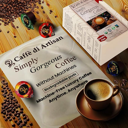 Sampler Pack Cold Brew Concentrate Instant 24 Coffee Pods 100% Pure Rich Arabica Medium to Medium Dark Roast Coffee Beans Syrup | Instant Coffee Concentrate Liquid Capsule From Caffè Di Artisan