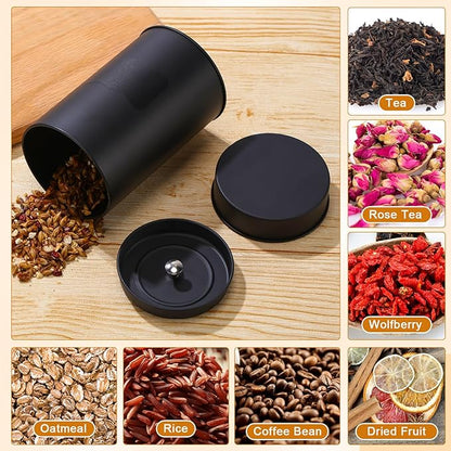 Tanlade 3 Pcs Tea Tin Canister Metal Round Can with Airtight Lid Double Sealed Tea Tin Canisters, with 1 Erasable Chalk Marker and 16 Stickers for Loose Leaf Coffee Sugar, 16 oz