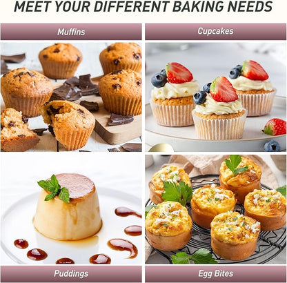 2 Pack 6 Cups Jumbo Muffin Pan with Metal Reinforced Frame Silicone Molds Egg Bites Silicone Circle Cookie Molds Extra Large Muffin Tin Jumbo Tart Pans Baking Sheet Set for Sandwiches